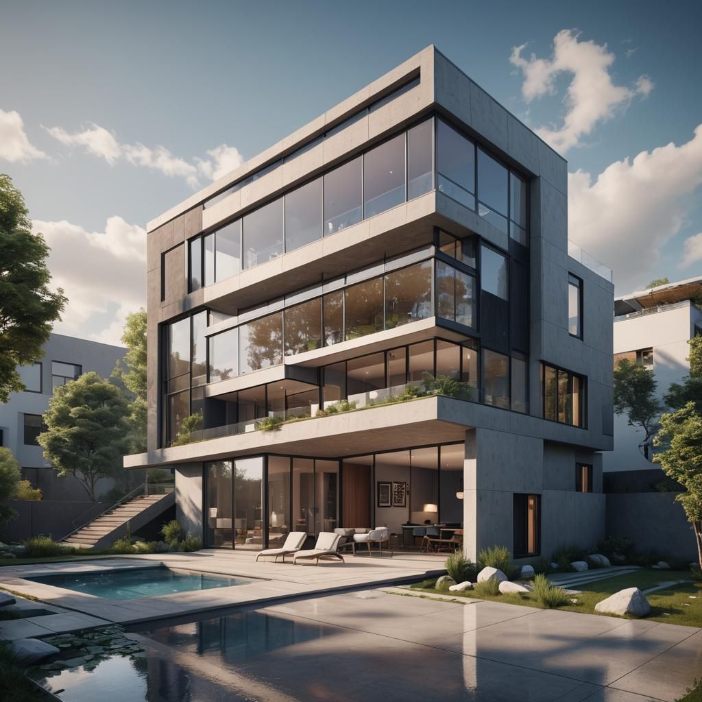 Modern Minimalist House: Digital Matte Painting