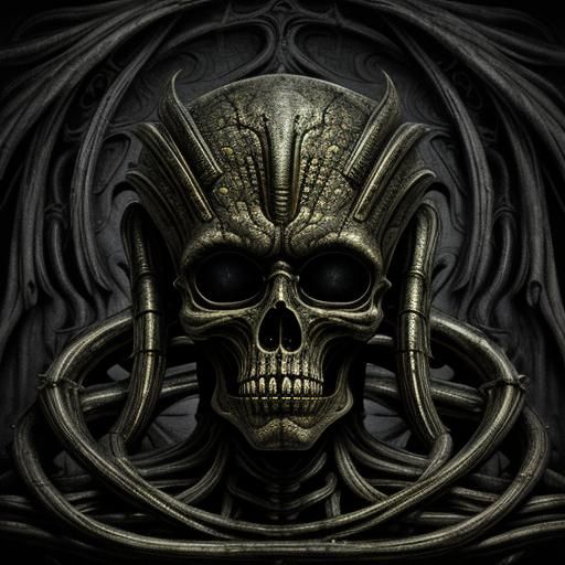 Biomechanical Alien Landscape in Giger Style