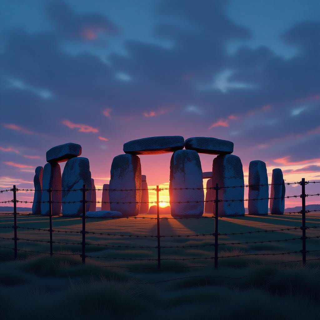 Stonehenge Under Threat: A Gritty Dystopian Scene
