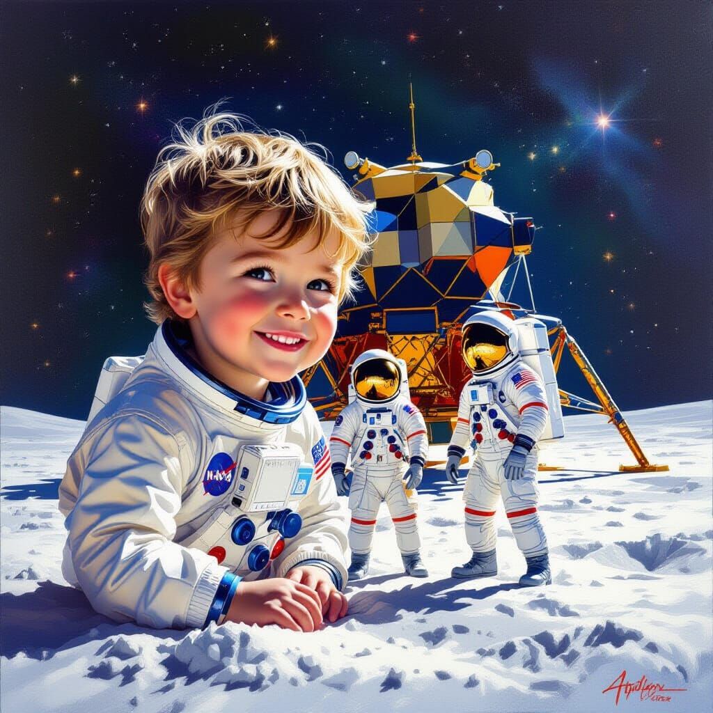 Boy Lands Safely on Moon with Armstrong and Aldrin