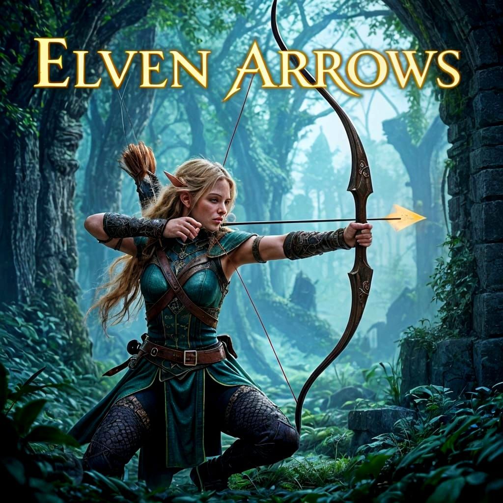 Elven Archer Tournament Poster with Glowing Bow