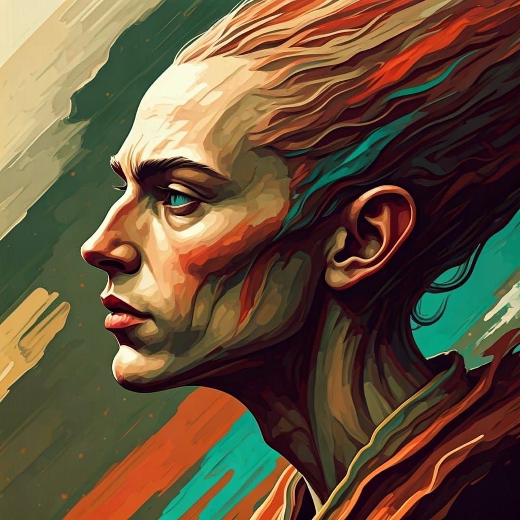 Dynamic Abstract Portrait with Elongated Features