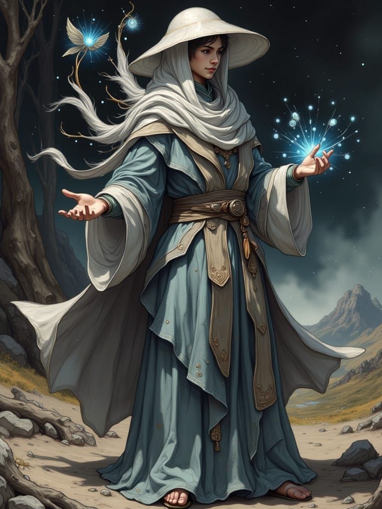 Mystical Fae Cultivator in Enchanted Landscape