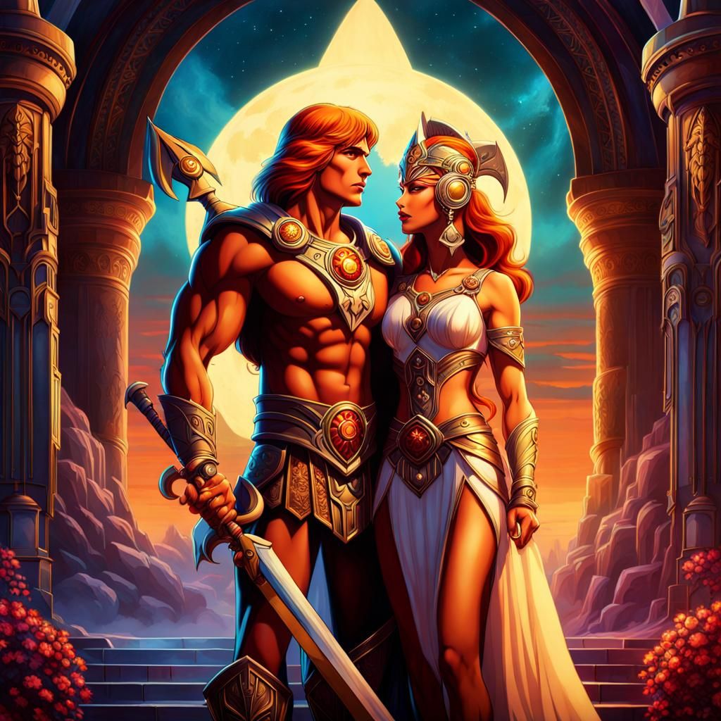 He-Man and Teela's Gothic Art Deco Sunset