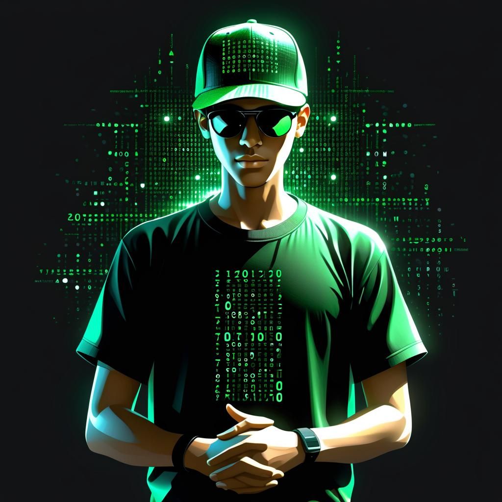 Matrix Code Boy: Digital Art Masterpiece
