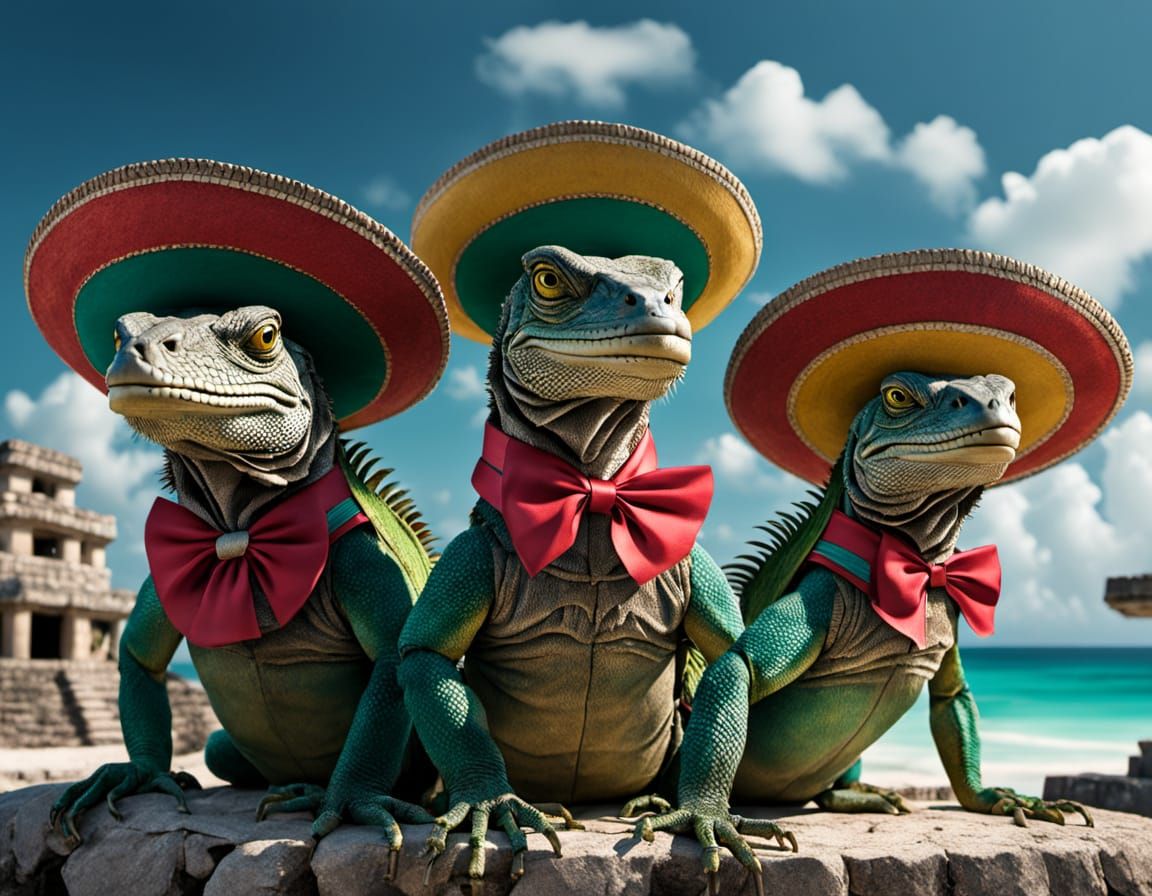 Mariachi Iguanas Play in Tulum Ruins