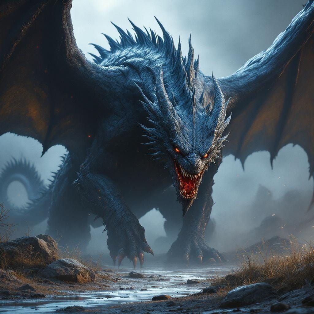 Photorealistic Wyvern Concept Art in Dramatic Lighting