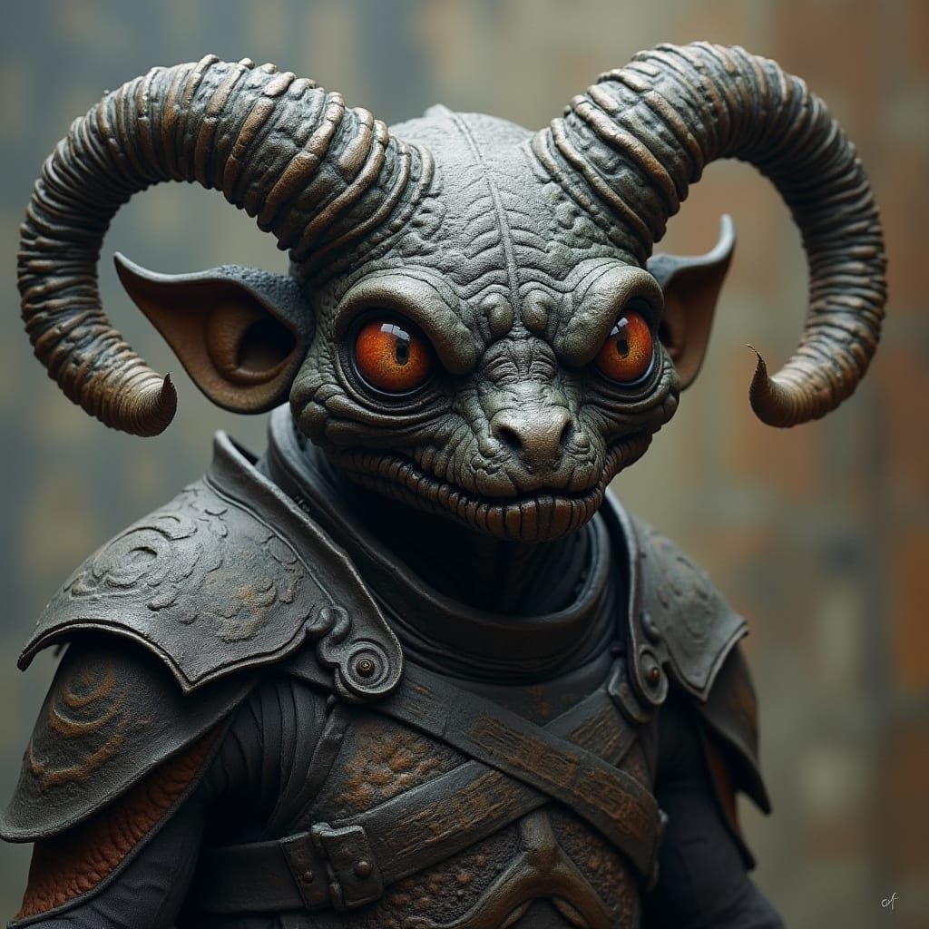 Armored Asian Demon in Biomechanical Style