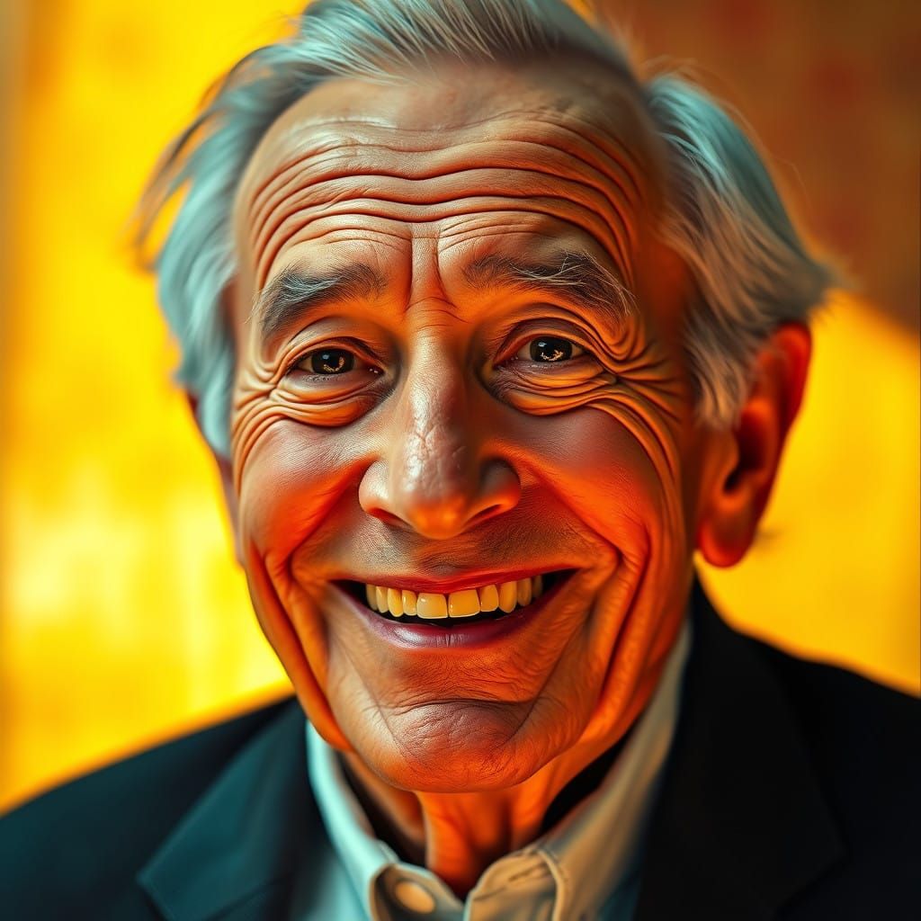 A Joyful Elderly Gentleman Captured in Hyper-Realistic Portr...
