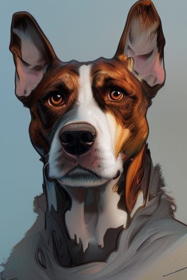 Detailed Dog Portrait in Maximalist Digital Art Style