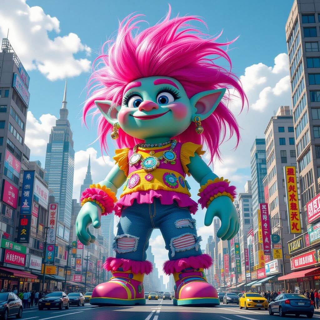 Giant Troll Doll Towers Over Metropolis