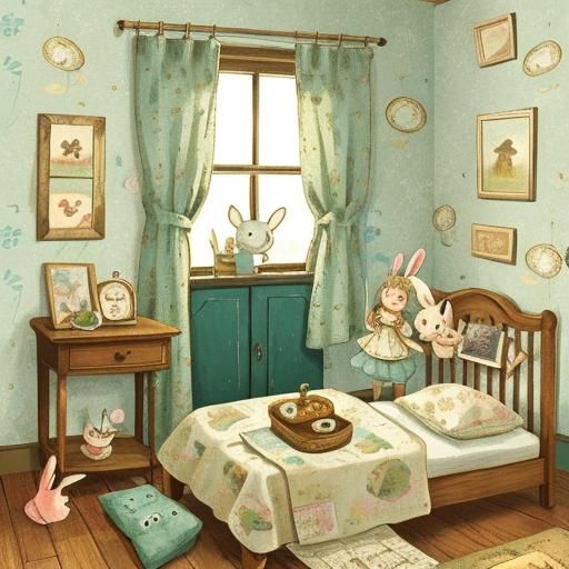 Vintage Bunny Wallpaper for Child's Bedroom