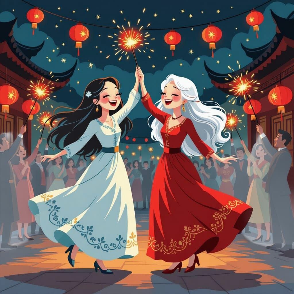 Ghosts Celebrate New Year Amidst Chinese Firecrackers