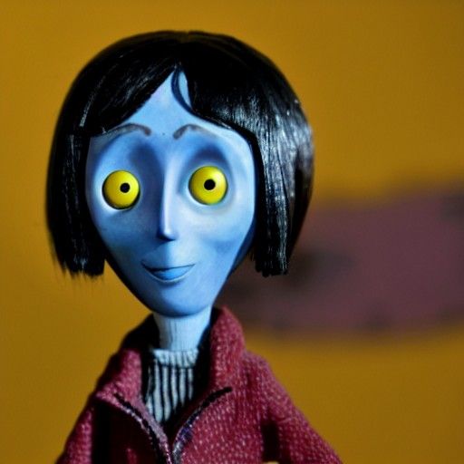 Coraline with Button Eyes in Stop Motion