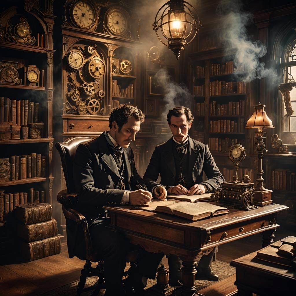 Victorian Steampunk Bedroom Interior, Cinematic Lighting