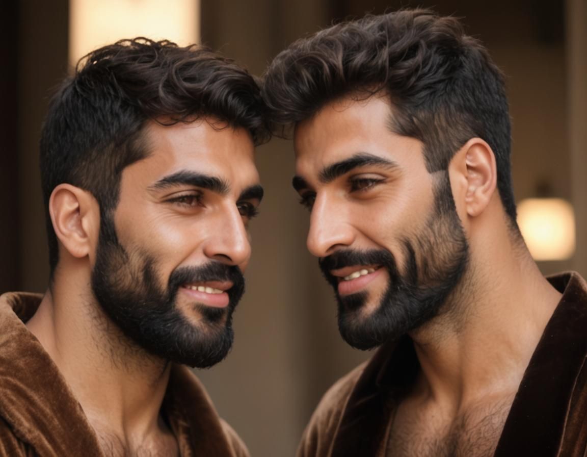 Joyous Bearded Arab Men in Candy Art Style