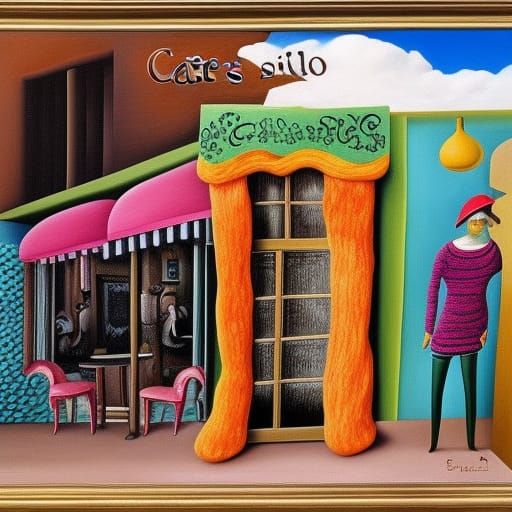 Surreal Knitwear Cafe in Salvador Dali Style
