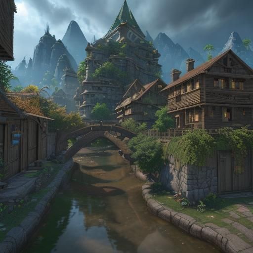 Mystical Kakariko Village in 3D Cinematic Style
