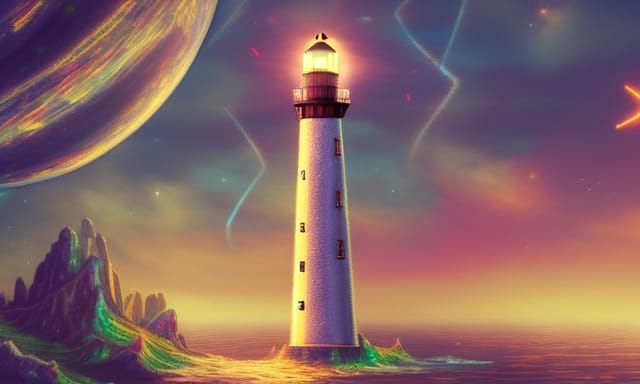 Disco Ball Lighthouse: Detailed Matte Painting