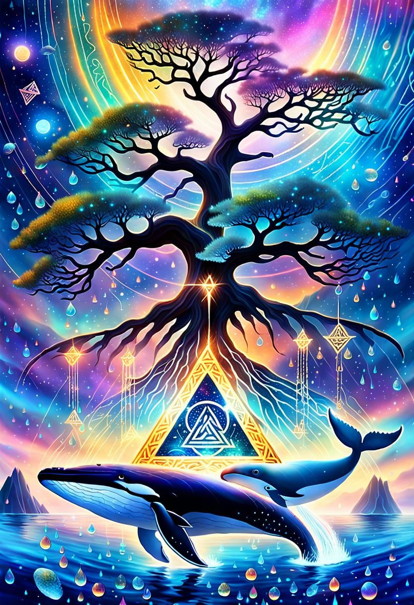 Cosmic Whales in Surreal Sephiroth Portal