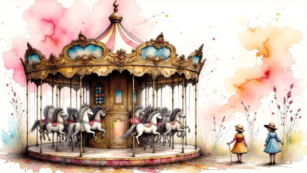 Fairy Carousel in Surreal Watercolor