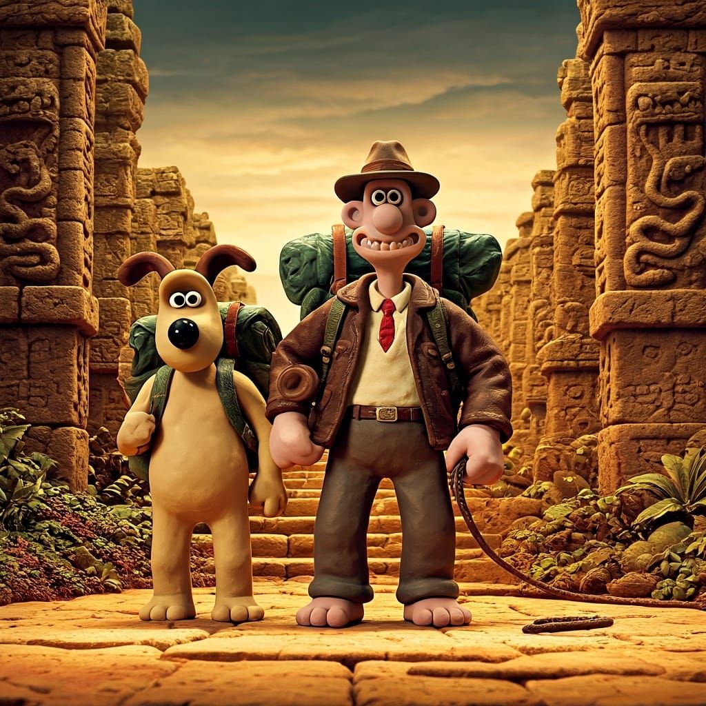 Wallace and Gromit Explore Ancient Temple in Claymation