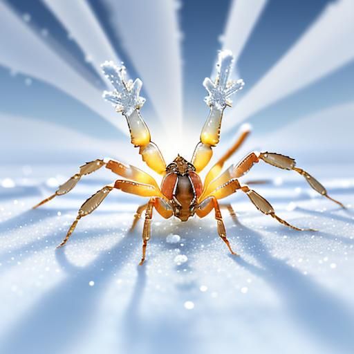 Glass Scorpion on Ice in Divine Light