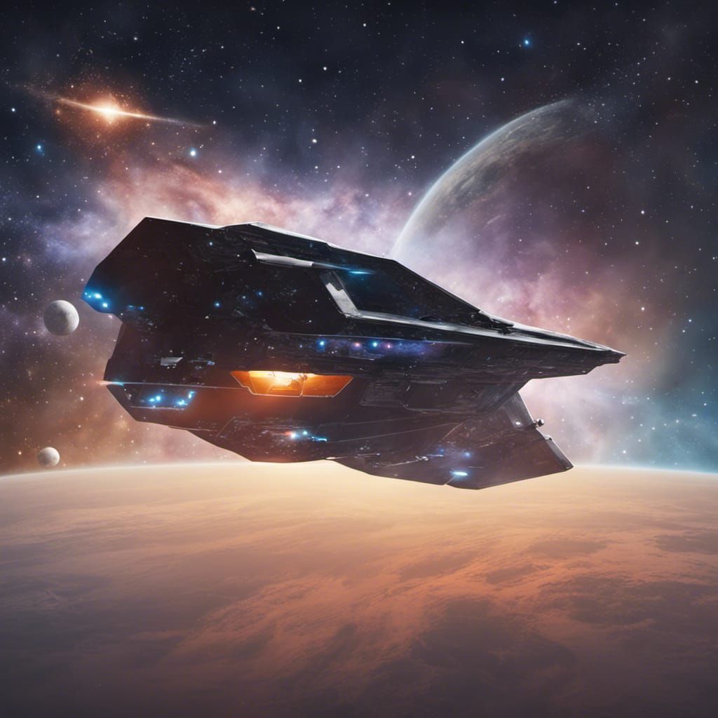 Delta Wing Spaceship in Galactic Flight