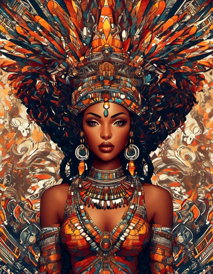 African-American Woman in Zulu Art Style