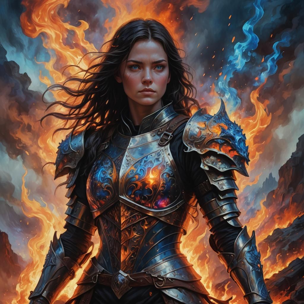Woman in Fire Armor: Fantasy Art