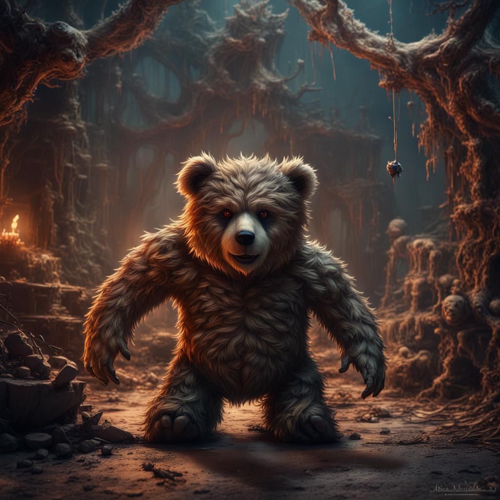 Teddy Bear Monster Transformation: Fantasy Concept Art