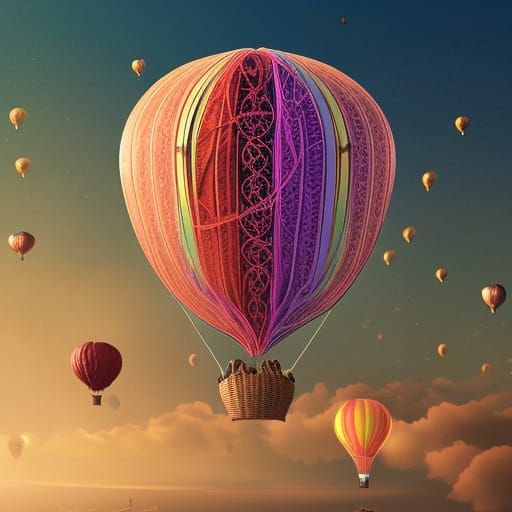Rainbow Jellyfish Hot Air Balloon: Epic Digital Painting