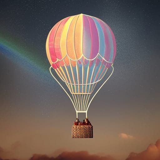 Rainbow Jellyfish Hot Air Balloon: Epic Digital Painting