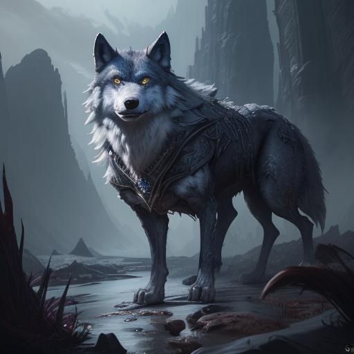 Fantastical Cool Wolf Concept Art