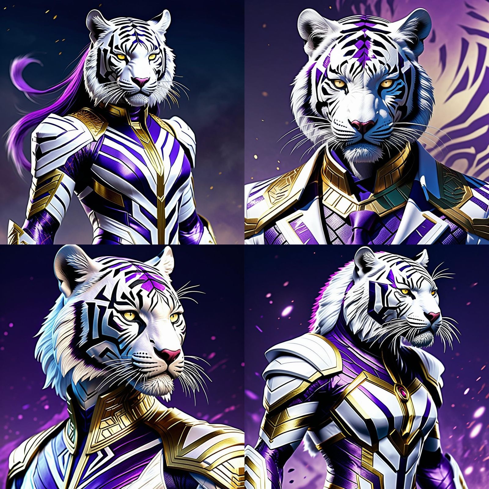 Psylocke as White Tiger Humanoid in Hyperrealistic Style