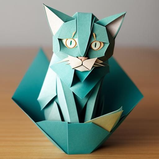Tintin Sketch Cat Hatching in Origami Style