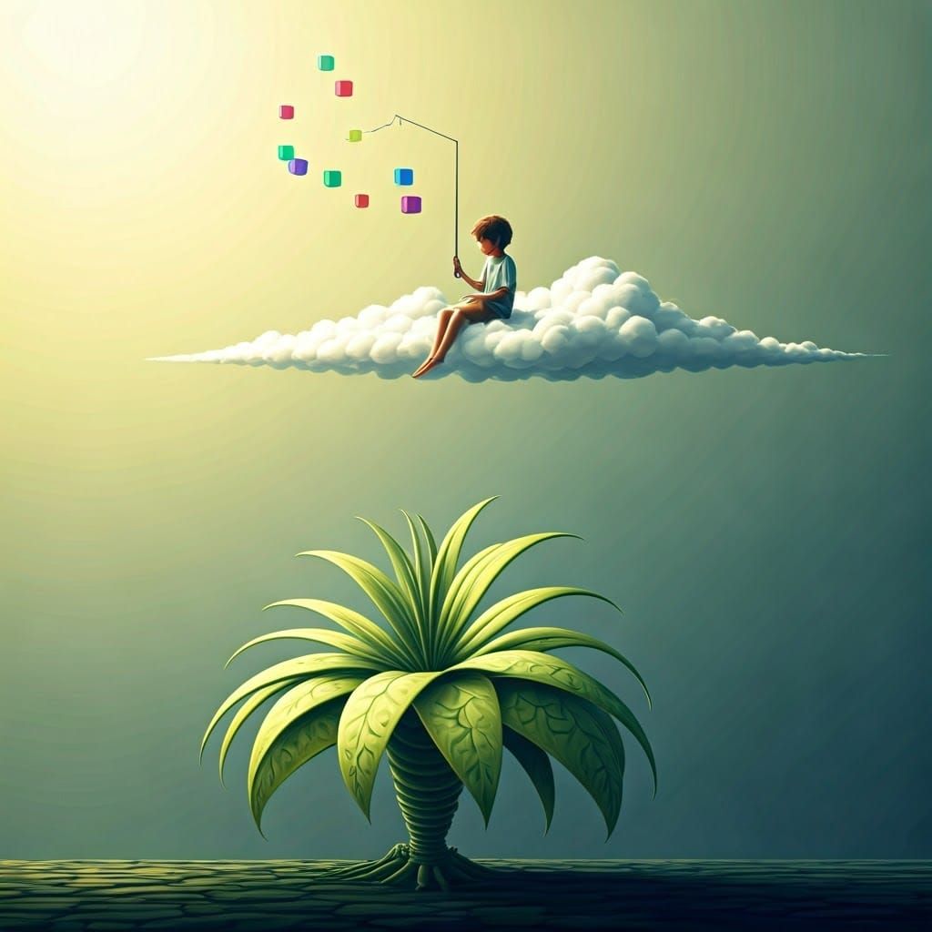 Whimsical Summer Afternoon Scene in Oil Painting Style