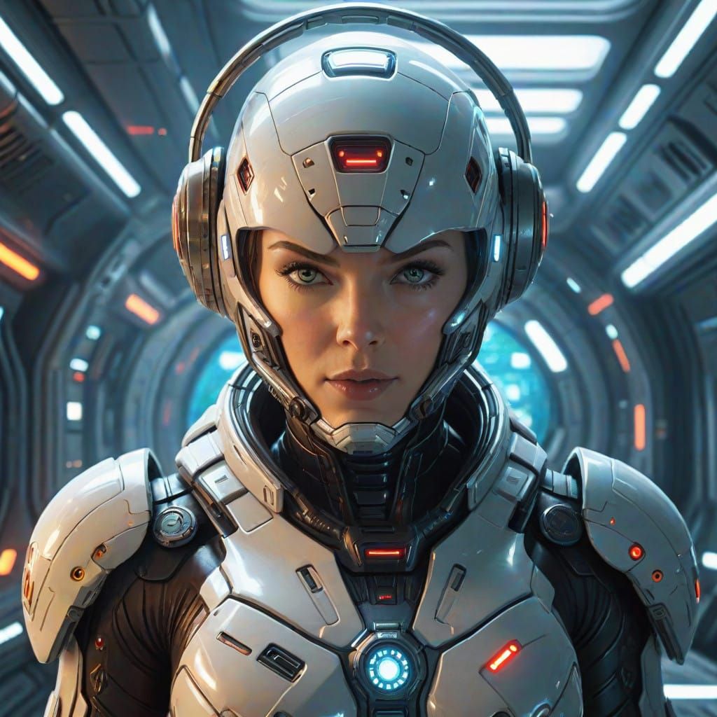 Galactic Spacewoman in Futuristic Armor