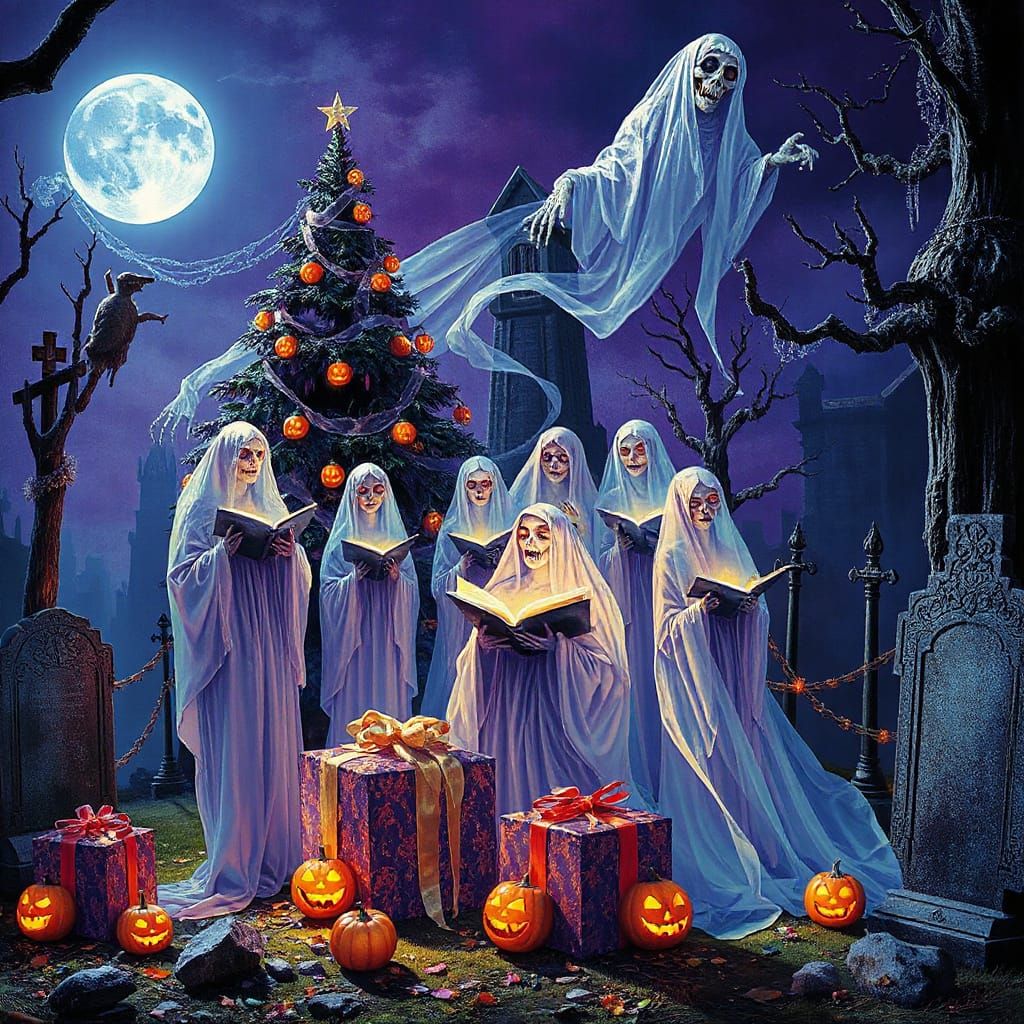 Spectral Choir Sings Macabre Carols in Haunted Graveyard