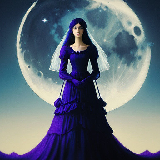 Ethereal Surrealist Landscape with Woman Ascending to the Mo...