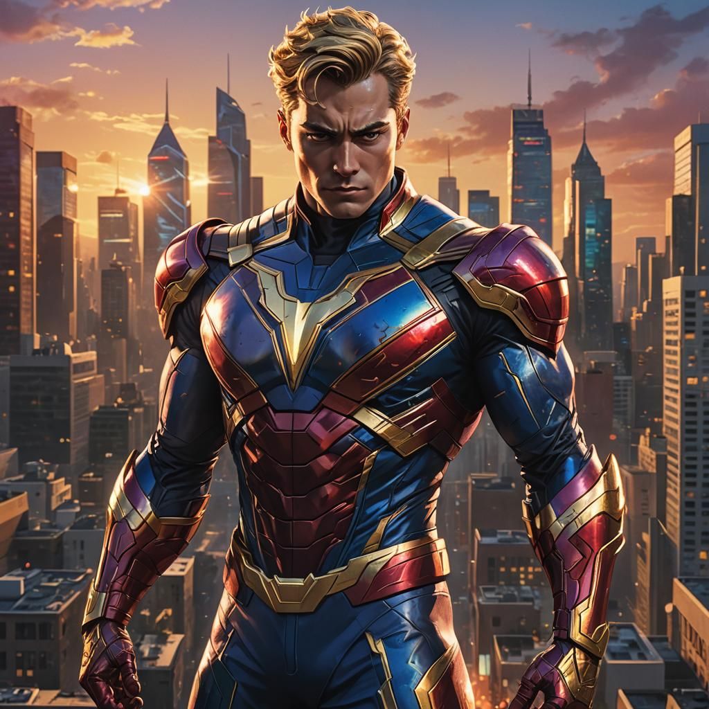 Confident Homelander in Vibrant Anime Cityscape