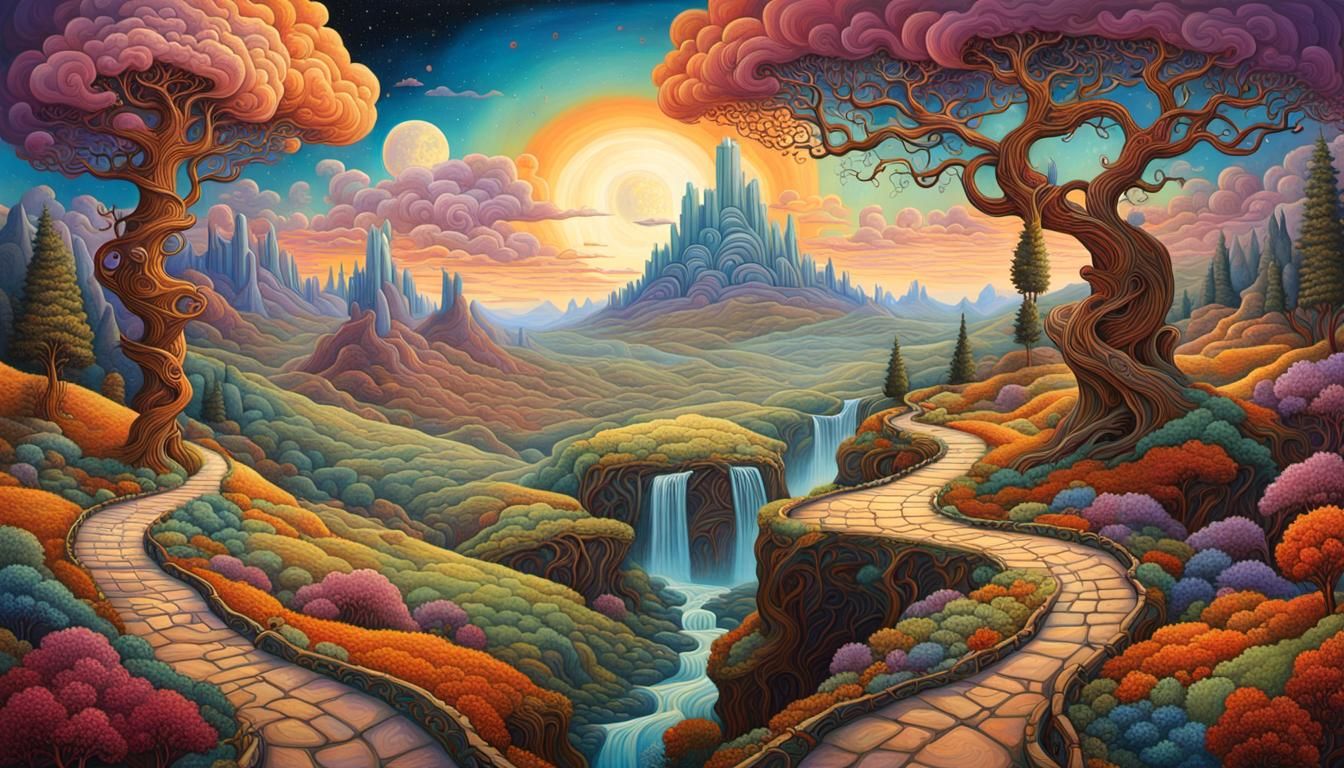 Dreamlike Landscape with Art Nouveau Influences