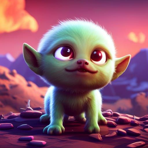 Cute Alien Puppy in 3D Game Style