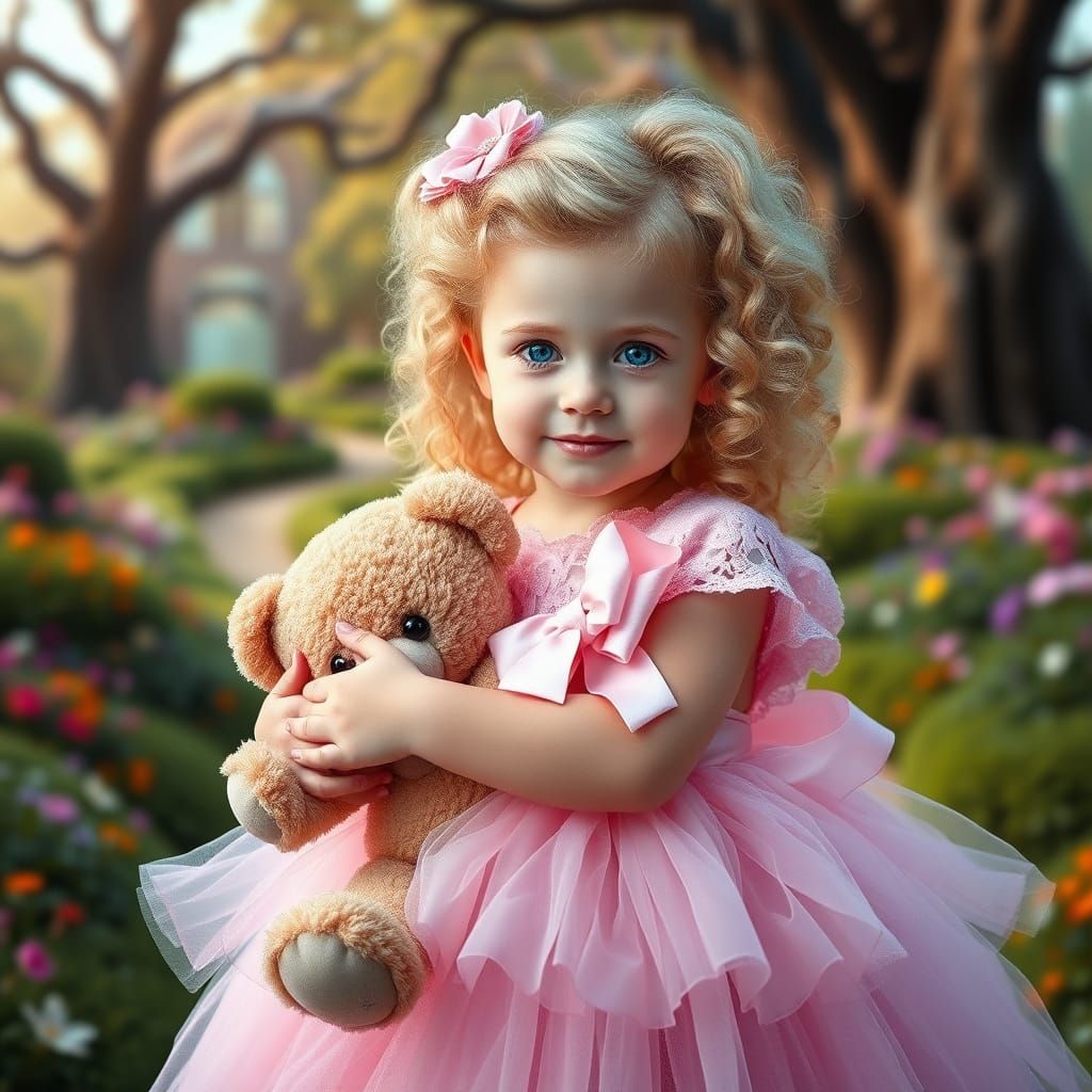 Whimsical Girl in Enchanted Garden