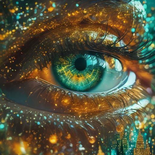 Surreal Eye with Cityscape