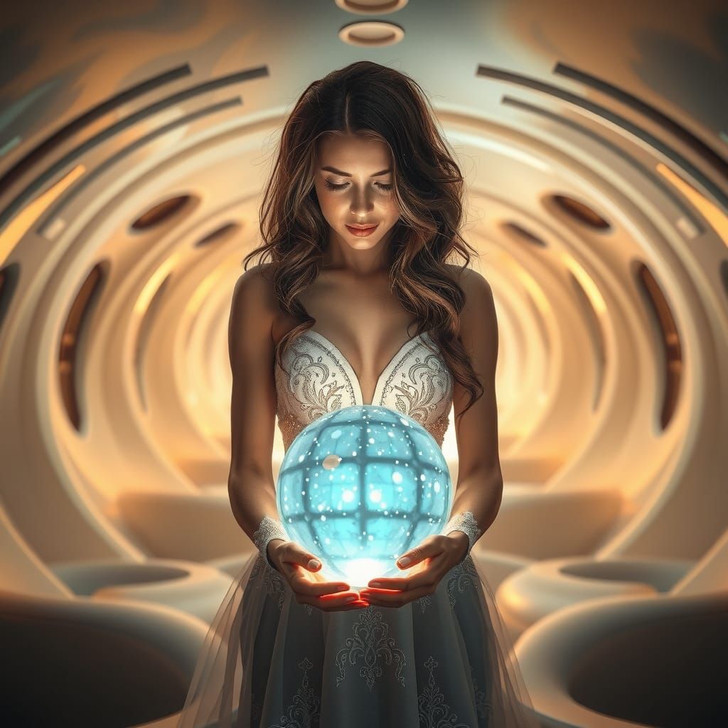 Stunning Woman in Futuristic, Hyper-Realistic Composition
