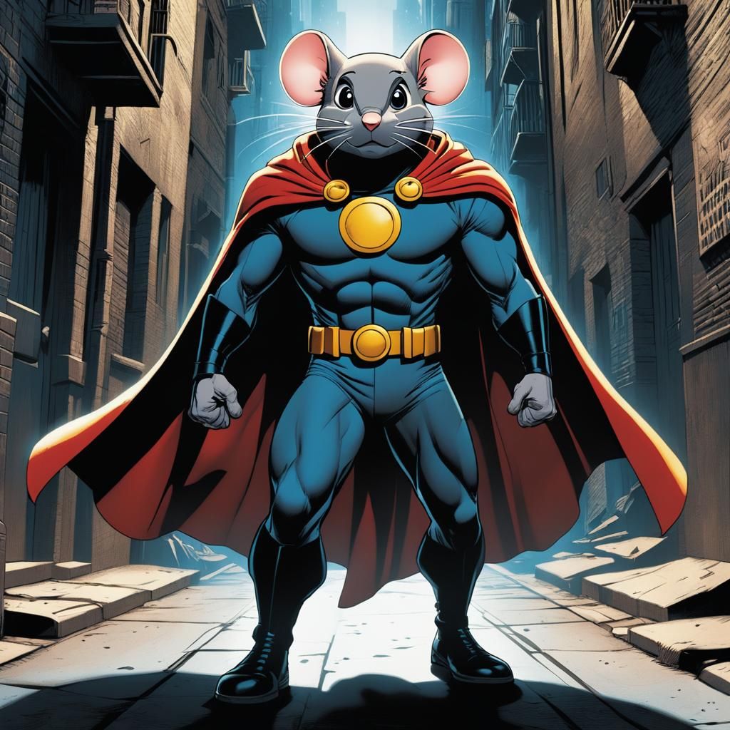 Mouse Superhero in Comic Book Style