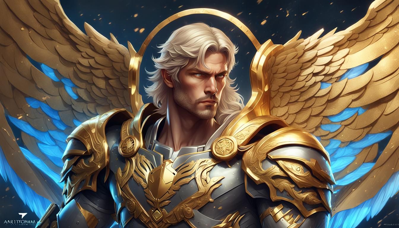 Uriel: Hyperrealistic Angel in Golden Armor