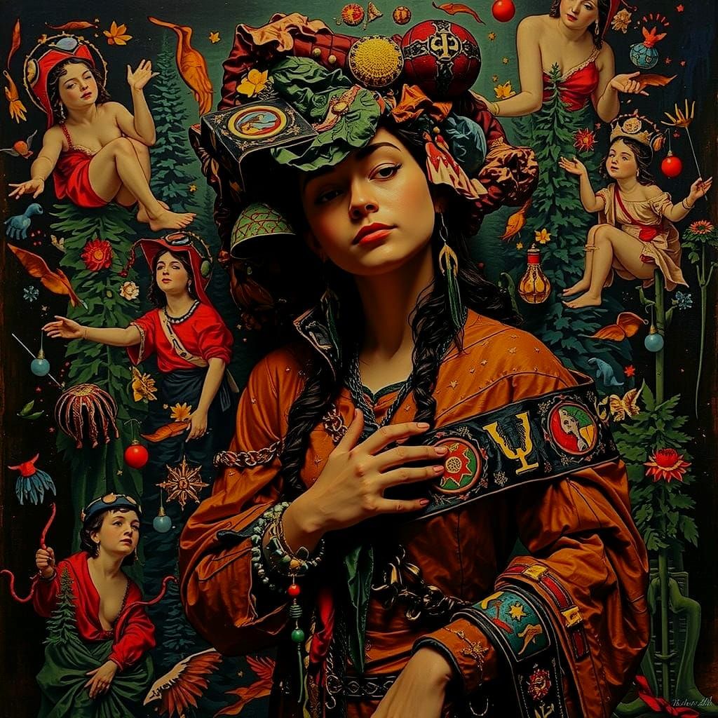 Expressive Sculpture of Glory in a Dark Forest