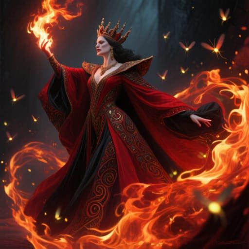 Visionary Queen Ignites Fiery Rebellion in Maximalist Robes